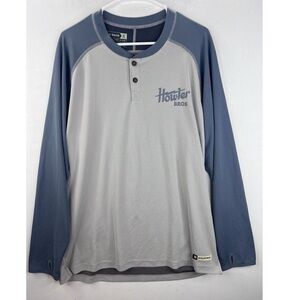 Howler Bros Loggerhead Henley Shirt Mens XL Blue Long Sleeve Zip Pocket Read